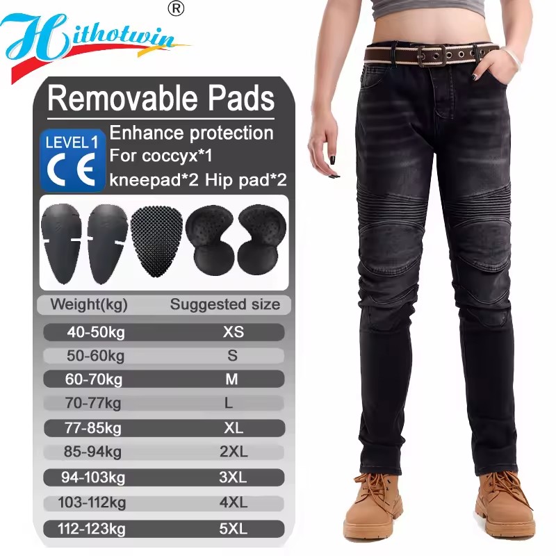 Motorcycle Gear Women Pants - Womens Motorcycle Jeans Black Offroad Riding