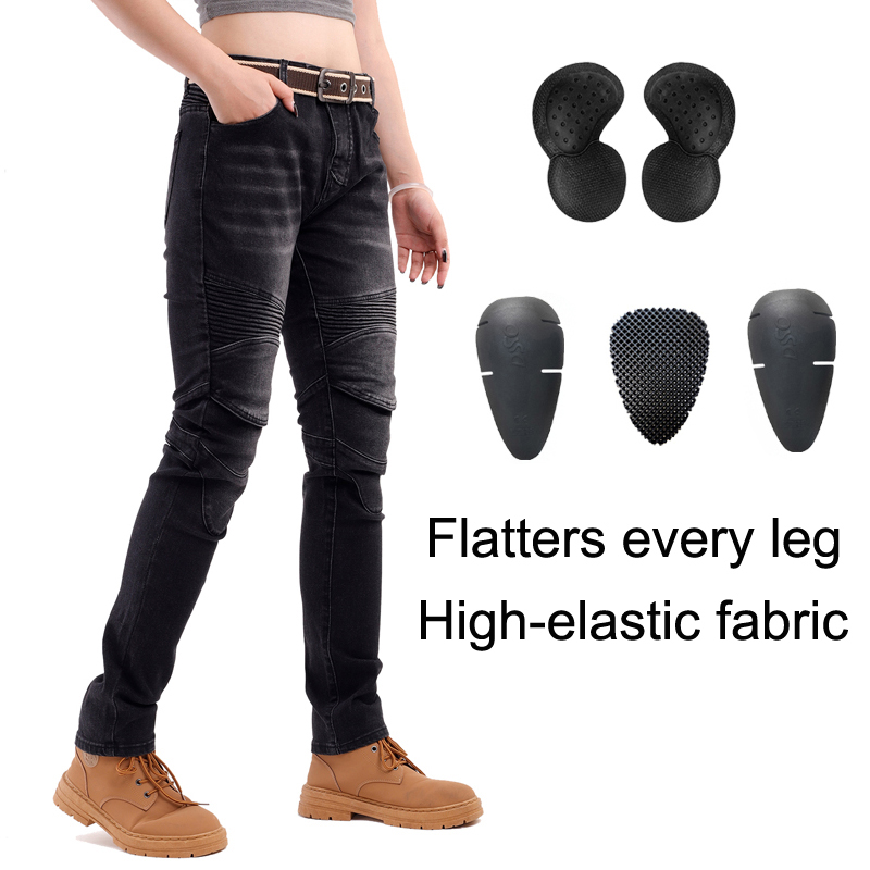 Motorcycle Gear Women Pants - Womens Motorcycle Jeans Black Dirt Bike